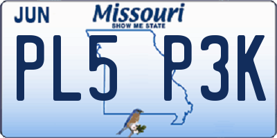 MO license plate PL5P3K