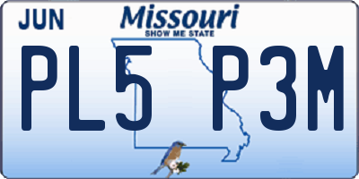 MO license plate PL5P3M