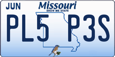 MO license plate PL5P3S