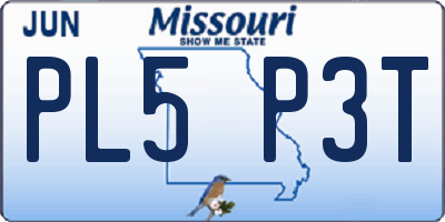 MO license plate PL5P3T