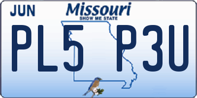 MO license plate PL5P3U