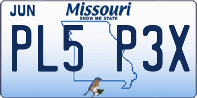 MO license plate PL5P3X