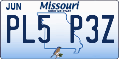 MO license plate PL5P3Z