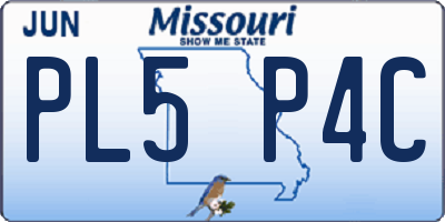 MO license plate PL5P4C