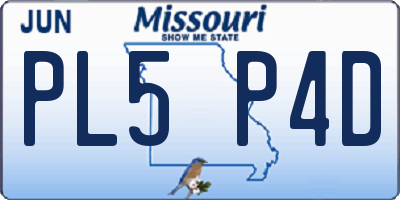 MO license plate PL5P4D