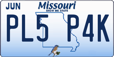 MO license plate PL5P4K