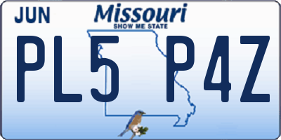 MO license plate PL5P4Z