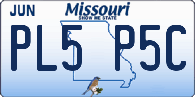 MO license plate PL5P5C