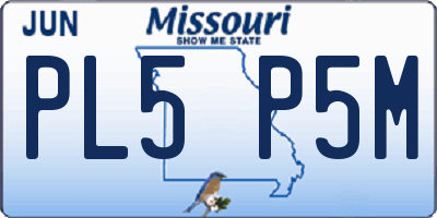 MO license plate PL5P5M