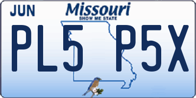MO license plate PL5P5X