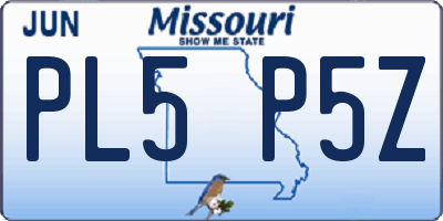 MO license plate PL5P5Z