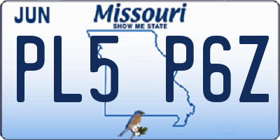 MO license plate PL5P6Z