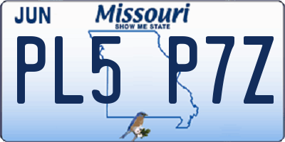 MO license plate PL5P7Z