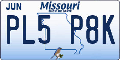 MO license plate PL5P8K