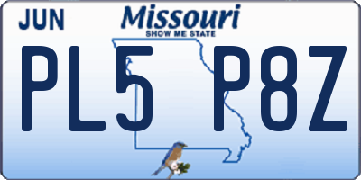 MO license plate PL5P8Z