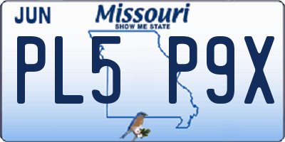 MO license plate PL5P9X