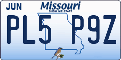 MO license plate PL5P9Z