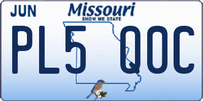 MO license plate PL5Q0C