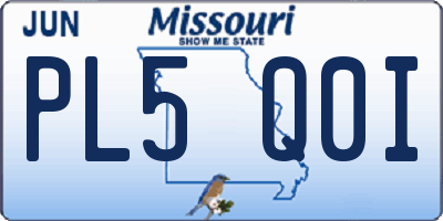 MO license plate PL5Q0I