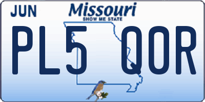MO license plate PL5Q0R