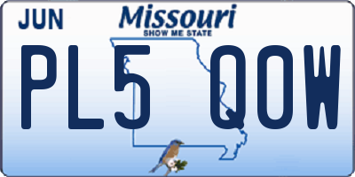MO license plate PL5Q0W