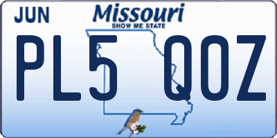 MO license plate PL5Q0Z