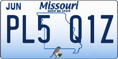 MO license plate PL5Q1Z
