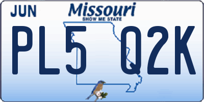 MO license plate PL5Q2K