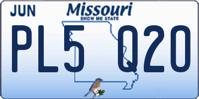 MO license plate PL5Q2O