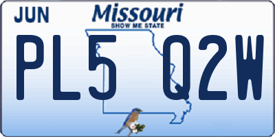 MO license plate PL5Q2W