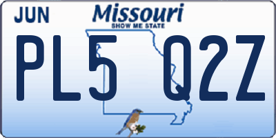 MO license plate PL5Q2Z