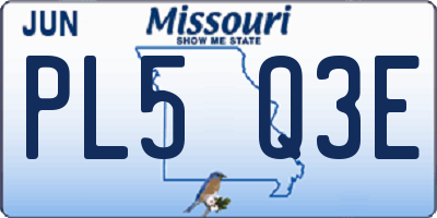 MO license plate PL5Q3E