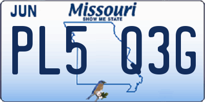 MO license plate PL5Q3G