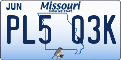 MO license plate PL5Q3K