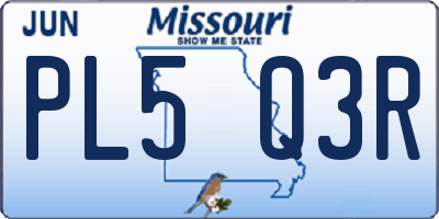 MO license plate PL5Q3R