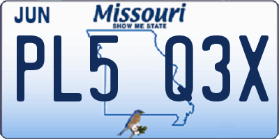 MO license plate PL5Q3X