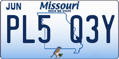 MO license plate PL5Q3Y