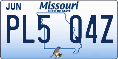 MO license plate PL5Q4Z