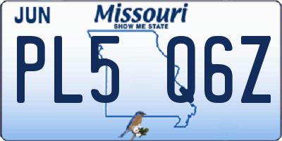 MO license plate PL5Q6Z
