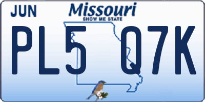 MO license plate PL5Q7K