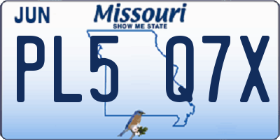 MO license plate PL5Q7X