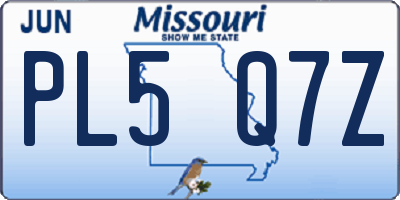 MO license plate PL5Q7Z