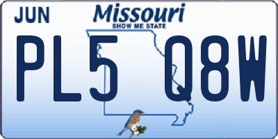 MO license plate PL5Q8W