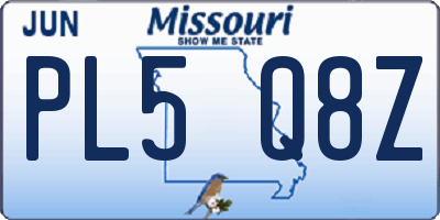 MO license plate PL5Q8Z