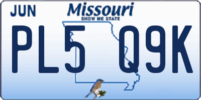 MO license plate PL5Q9K