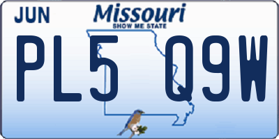 MO license plate PL5Q9W