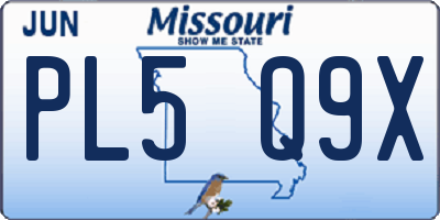 MO license plate PL5Q9X
