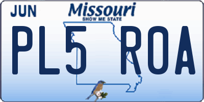 MO license plate PL5R0A