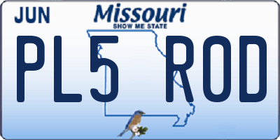 MO license plate PL5R0D