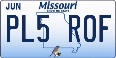 MO license plate PL5R0F